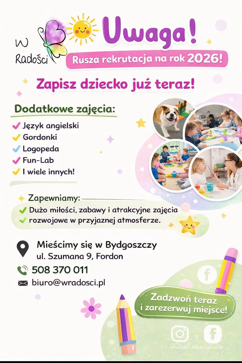 Uwaga! Rusza rekrutacja na rok 2026 – Klub Malucha W Radości